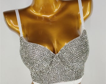 Glamorous Crystal Encrusted Corset Bustier Bra *** FREE SHIPPING ***