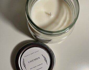 Lavender Soy Candle - Natural Handmade - 8 oz.