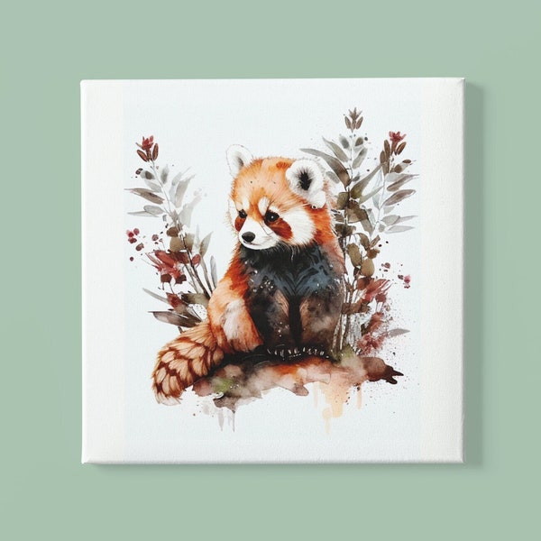 Red Panda Printable Wall Art, Watercolor Animal, Cute Red Panda Watercolor Painting, Wildlife Decor, Cute Red Panda poster, Red Panda Gift