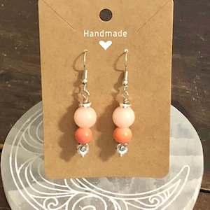 Peachy gemstone dangle earrings in silver