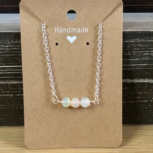 Three Ethiopian Opal bar necklace in silver