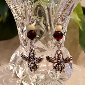 Bee charm with gumball & gemstone bead earrings