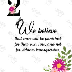 Floral Articles of Faith for Home Decor or Primary Board