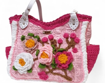 Bolso de flores tejido a mano: Bolso de ganchillo, bolso para uso diario