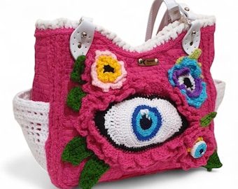 Bolso de flores tejido a mano: Bolso de ganchillo, bolso para uso diario