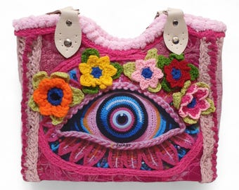 Bolso con ramo de flores 3D, bolso de flores de ganchillo, bolso de hombro tejido a mano
