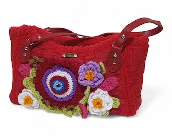 Bolso de flores tejido a mano: Bolso de ganchillo, bolso para uso diario