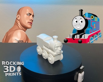 Figurka Thomasa, pojazd Rock The Train Engine Vehicle, drukowana w 3D, Dwayne Johnson, prezenty-żarty, dodatek na biurko, możliwość malowania, niestandardowe kolory