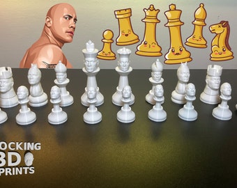 3D Printed The Rock Chess Set, Gag Gift