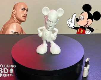 The Rock Mickey Mouse 3D Printed Figurine, Dwayne Johnson Gift