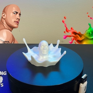 Estatua de figura impresa en 3D de The Rock Splash, regalo de decoración, Dwayne Johnson, detallado, regalos de broma, compañero de escritorio, pintable, colores personalizados