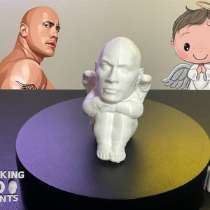 The Rock Angel Figura impresa en 3D Estatua, Guardián, Cristiano, Dwayne Johnson, Detallado, Regalo de broma, Compañero de escritorio, Pintable, Colores personalizados