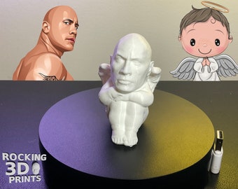 The Rock Angel 3D Printed Figure, Dwayne Johnson, Prank Gift