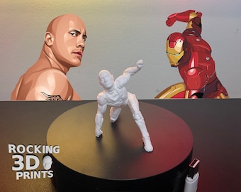 Figurka Iron Mana Rocka, drukowana w 3D, niestandardowe kolory, dodatek na biurko