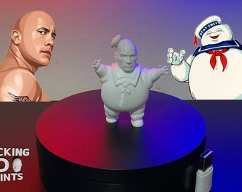 3D-geprint marshmallow-figuurtje rockman, standbeeld Dwayne Johnson Ghostbusters