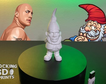 The Rock Garden Gnome, 3D Printed Dwayne Johnson Figure, Prank Gift
