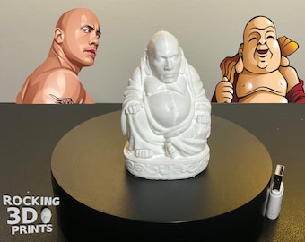 The Rock Buddah 3D Printed Figure Statue, Dwayne Johnson, Lucky Gift, Detailed, Prank Gifts, Desk Companion, Paintable, Custom Colors