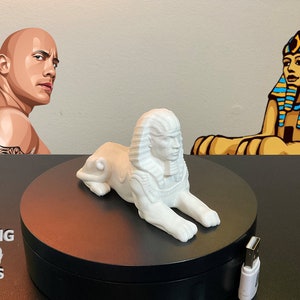 The Rock Sphinx 3D Printed Figure Statue, Egyptian, Dwayne Johnson, Detailed, Prank Gifts, Desk Companion, Paintable, Custom Colors