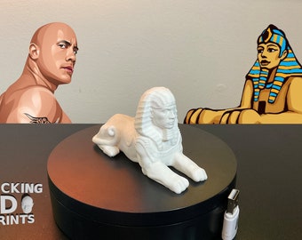 The Rock Sphinx 3D Printed Figure Statue, Egyptian, Dwayne Johnson, Detailed, Prank Gifts, Desk Companion, Paintable, Custom Colors