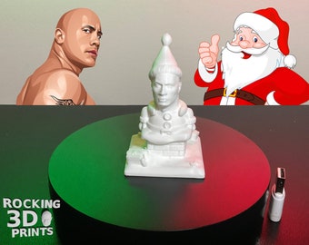 3D Printed The Rock Santa Claus Figure, Dwayne Johnson Christmas Gift