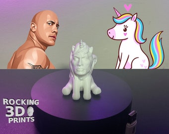 The Rock Unicorn 3D Printed Figure, Dwayne Johnson Gift