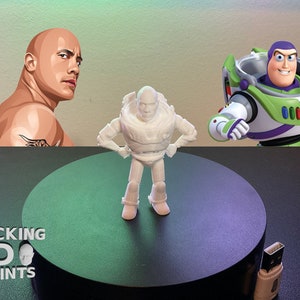 The Rock Buzz Lightyear 3D Printed Figure Statue Toy Story, Dwayne Johnson, Detailed, Prank Gifts, Desk Companion, Paintable, Custom Colors