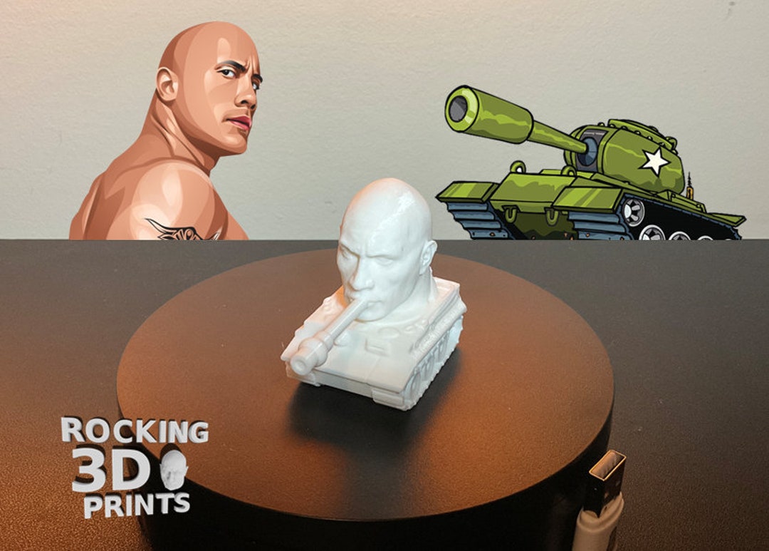 3D Printed the Rock Tank Figure, Dwayne Johnson Desk Companion - Etsy