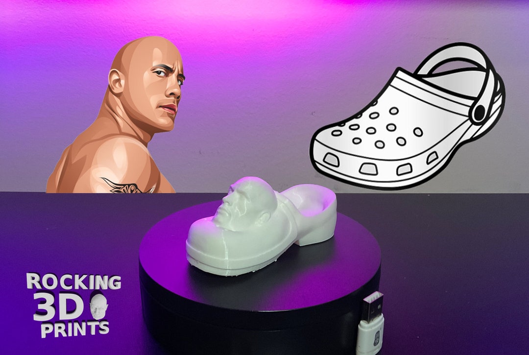 Rock Crocks 3D Printed Figure Statue, Funny Shoes, Sandals, Hilarious ...