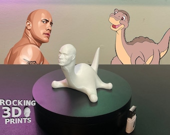 The Rock Dinosaur, 3D-geprinte sauropod-figuur, overschilderbaar bureau