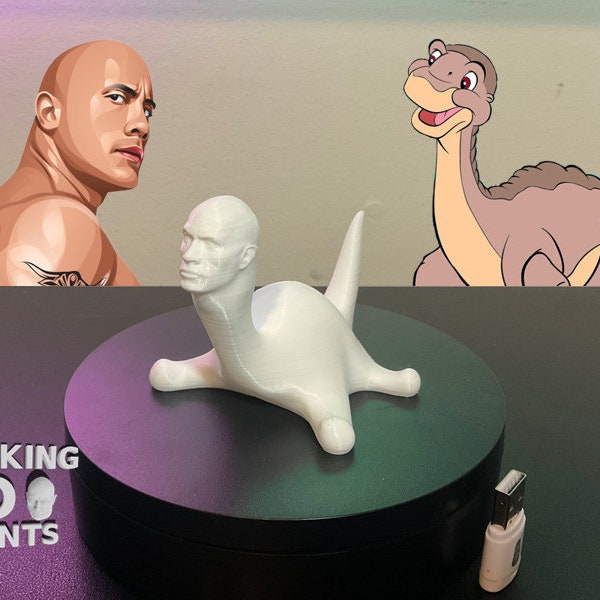 The Rock Dinosaur 3D Printed Figure Statue Prehistoric Sauropod, Dwayne Johnson, Prank Gifts, Desk Companion, Paintable, Custom Colors