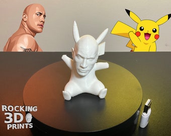 The Rock Pikachu 3D Printed Figure, Dwayne Johnson Pokemon Fusion