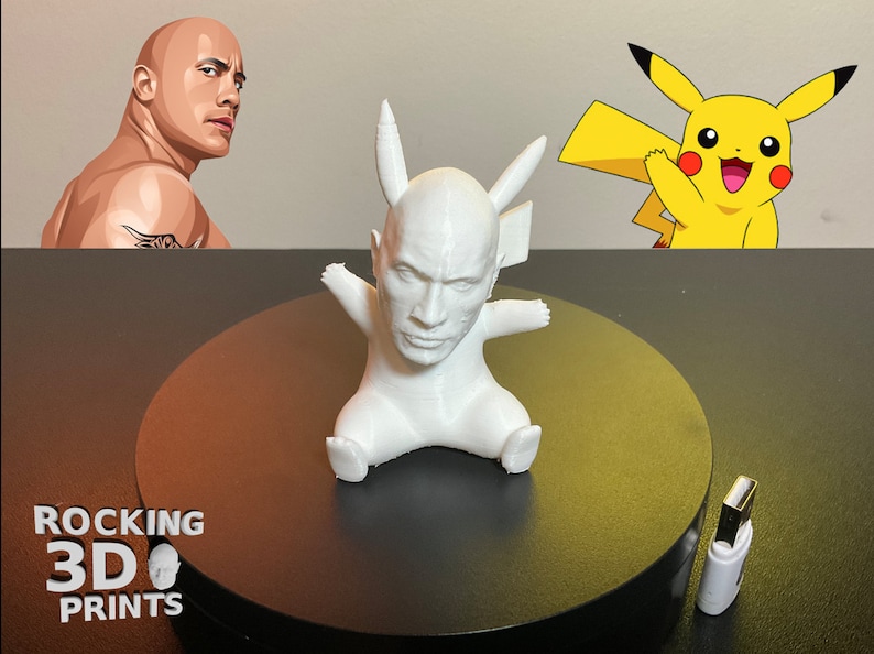 The Rock Pikachu 3D Printed Figure Statue Pokemon Gift Dwayne - Etsy