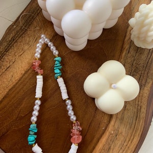 Mobile phone necklace, mobile phone charm, mobile phone jewelry, pearls