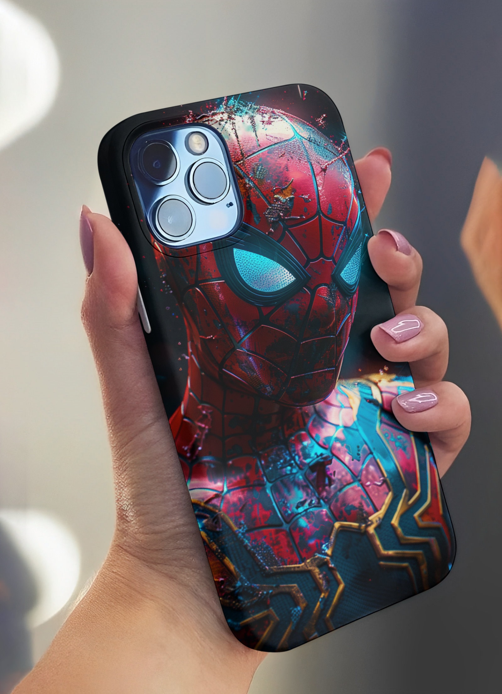 Hyper Detailed Spider-Man (Iron Man Suit) Phone Case Cyberpunk Vibes  iPhone 15/14/13/12/11 Pro Max