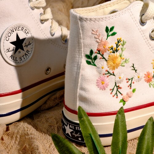 Embroidered Converse Chuck Taylor 1970s/ Custom Lavender Etsy