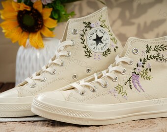 Custom Converse Chuck Taylor Embroidered Flowerembroidered - Etsy