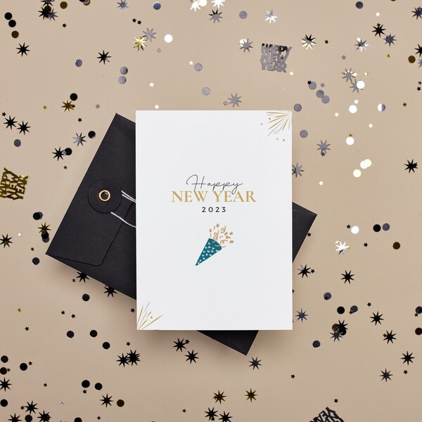 Printable Happy New Year Card 2023, Instant Download, Minimalist New Year Card, Digital New Year Card, Printable New Year Cards, DIY Card
