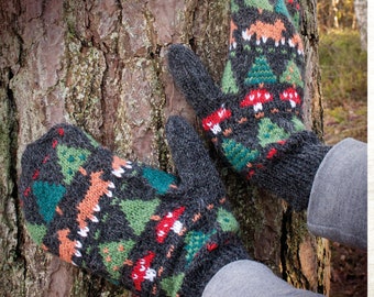 Fox in the Forest Mittens PDF Knitting Pattern