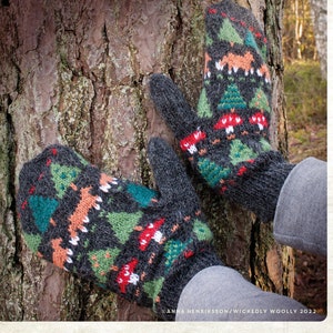 Fox in the Forest Mittens PDF Knitting Pattern