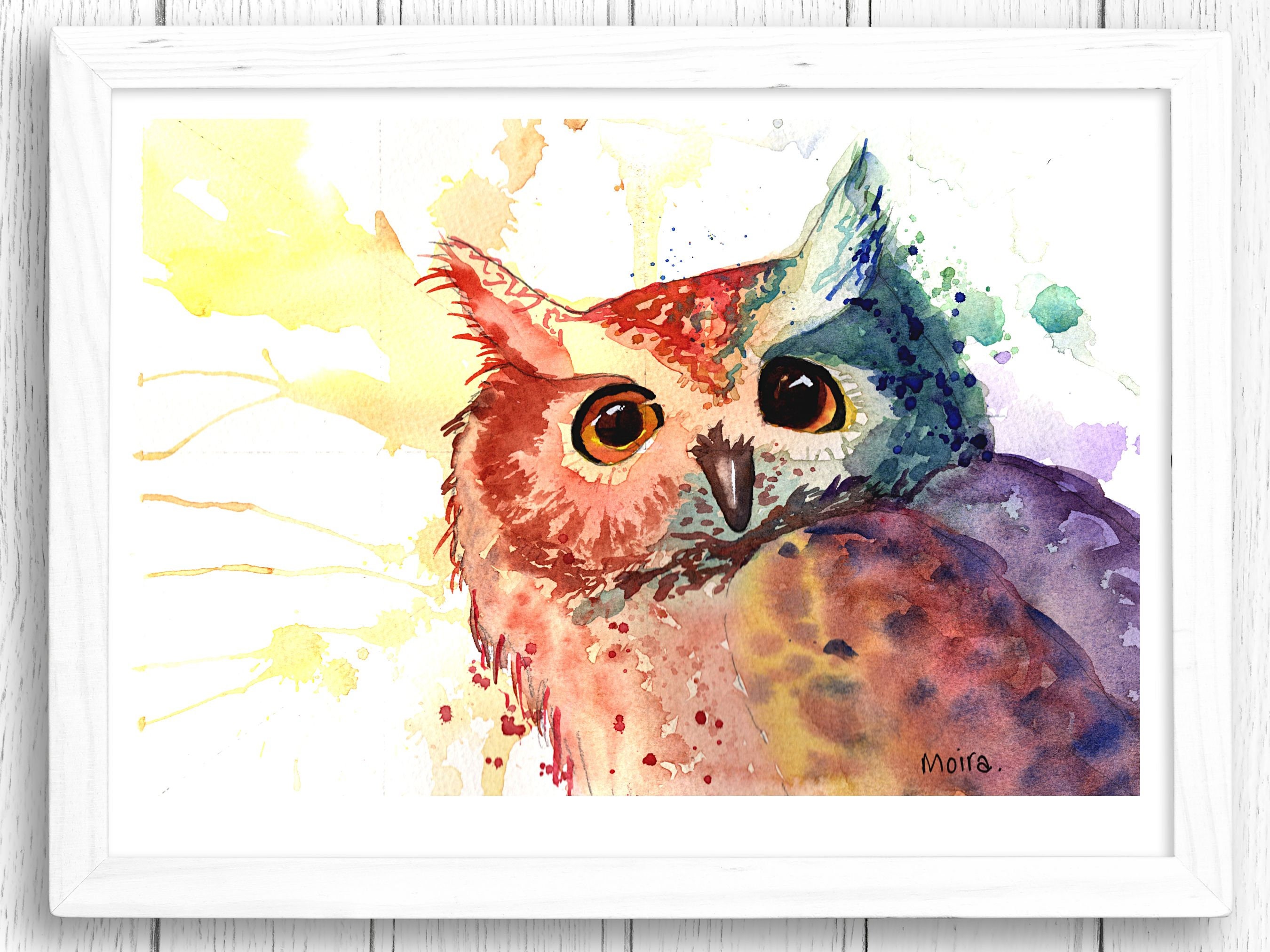 Owl Watercolor Painting Print, Limited Edition Gicl&eacute;e Wall Art