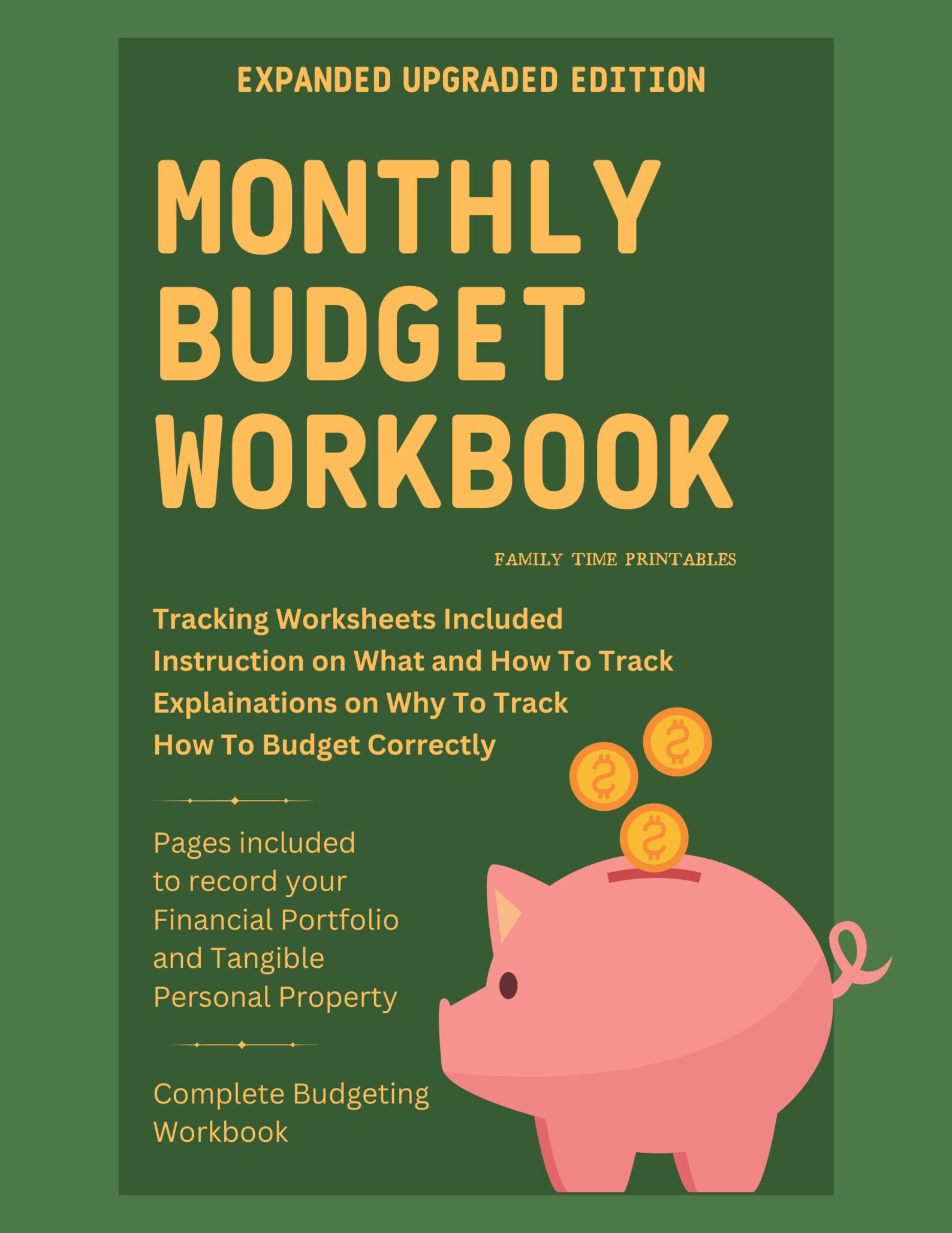 Monthly Budget Workbook, Printable Budget Planner Templates 54 Pages ...