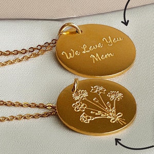Birth Flower Bouquet Necklace Birth Month Flower Bouquet Charm Necklace Family Birth Flower Bouquet Multiple Combined Birth Flower Necklace