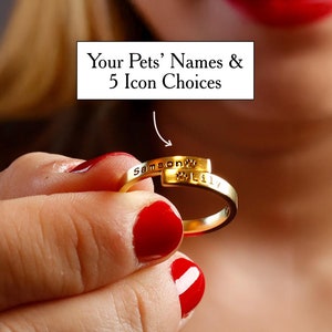 Pet Name Ring Custom Paw Print Ring Pet Memorial Ring Loss of Pet Ring Dog Ring Name Ring Wrap Ring Dog Mom Ring Cat Lover Ring Dog Mom Gift