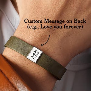 Anniversary Gift for Husband Men Leather Bracelet Couples Initials Bracelet Personalized Bracelet For Men Bracelet For Him Boyfriend Gift