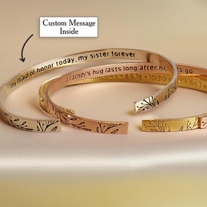 Engraved Bracelet Personalized Cuff Bracelet Custom Gold Cuff Bracelet Name Bracelet Hidden Message Bracelet Engraved Cuff Bracelet Silver