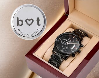 Cadeau d'anniversaire pour petit ami, montre gravée pour lui, montre pour homme personnalisée, cadeau de mariage pour le marié, cadeau de fiançailles, montre pour couple fiancé