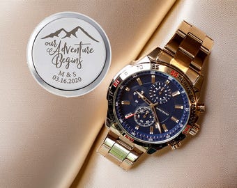 Regalo de bodas para el novio, reloj de aniversario para él, reloj personalizado para hombre, regalo de compromiso para la prometida, reloj personalizado para parejas, regalo de la novia.