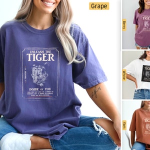 Comfort Colors - Christian Shirts, Power Love Sound Mind, Be Strong and Courageous, 2 Timothy 1:7, Tiger Christian Tshirts Bible Jesus Shirt