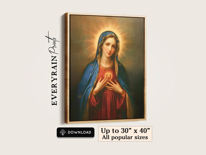 Immaculate Heart of Mary Printable Virgin Mary Sacred Icon Digital ...