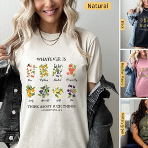 Christian Shirts, Whatever is True, Philippians 4:8 Fruits, Christian Tshirts, Christian Gifts, Jesus Shirt, Bible Verse Shirt, Faith Shirt